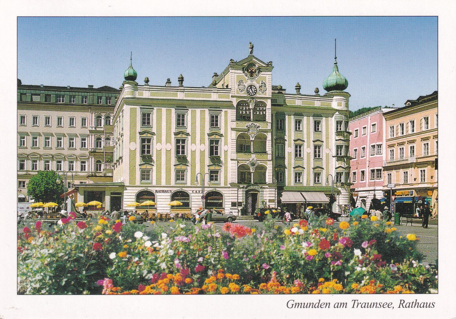 Phila Toscana, Postkartenmotiv: Rathaus Gmunden am Traunsee
