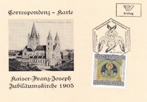 Korrespondenzkarte mit Sonderstempel zu Kaiser Franz Joseph Jubiläumskirche