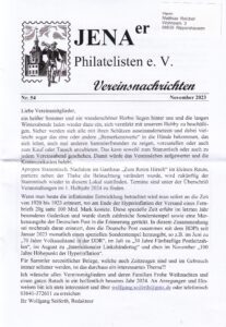 Vereinsnachrichten Jenaer Philatelisten e.V. Monat November 2023