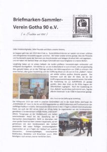 Vereinsnachrichten vom Briefmarken-Sammler-Verein Gotha 90 e.V. Dezember 2023
