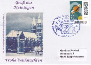 Sonderstempel von St. Nikolaus, abgestempelt in Weiden mit Datum 6.12.2023