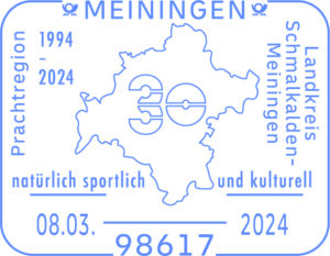 Sonderstempel "30 Jahre Landkreis Schmalkalden-Meiningen" wurde in Weiden termingerecht beantragt.