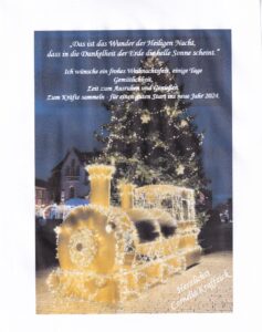 Weihnachts- und Neujahrsgrüße von Cornelia Kraffzick, Stadt Meiningen