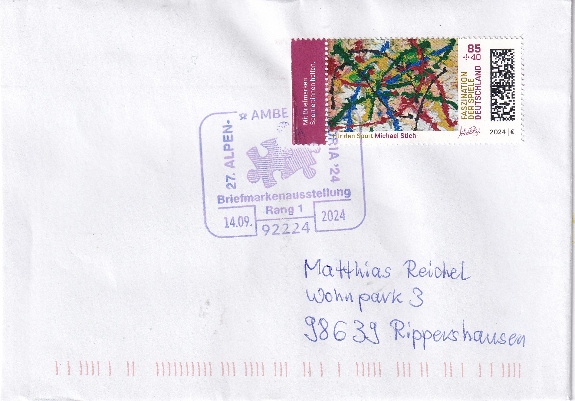 Briefe mit Sonderstempel von der Briefmarkenausstellung in Amberg vom 13.09.2024